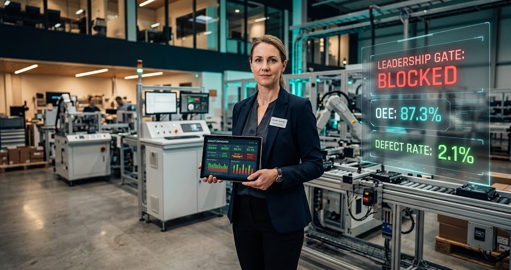 TQM Advisor V1.1 - AI-powered quality management governance tool by PieoSync showing quality manager with dashboard