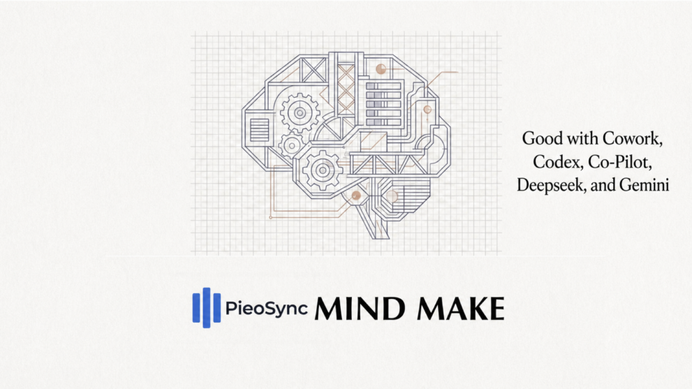 MindMake multiplatform illustration with Cowork, Codex, Copilot, DeepSeek, and Gemini.